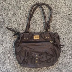 Vans - brown faux leather purse with gold details